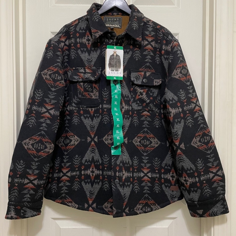 NEW Jachs New York Wool Blend Sherpa Lined Shirt Jacket Aztec Print NWT Mens‎ XL